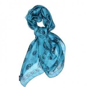 Alexander McQueen Turquoise Skull Silk Scarf